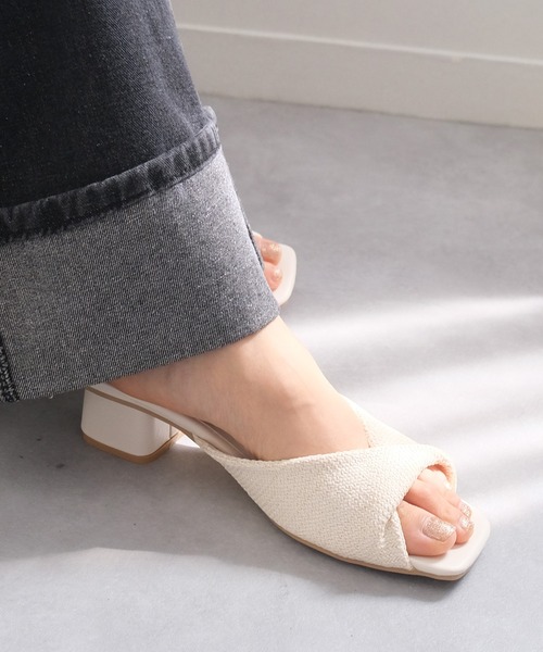 AmiAmi（アミアミ）の「スクエアトゥメッシュサンダル（サンダル・レディース・ブラック系その他/ブラック/アイボリー・S/M/LL/L）」の16枚目の写真