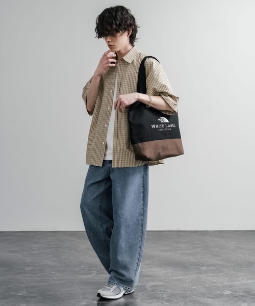 THE NORTH FACE(ザノースフェイス)の「日本未展開モデル THE NORTH FACE ザ・ノースフェイス WHITE LABEL ホワイトレーベル BLOCK CANVAS BAG バイカラーキャンバストートバッグ(トートバッグ・メンズ・クリーム/ダークブルー/ブラック・FREE)」の7枚目の写真