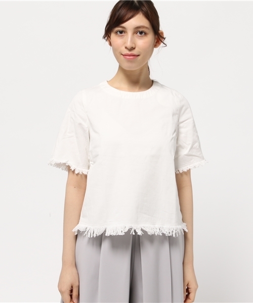 koe(コエ)の「フリンジデニムプルオーバー(シャツ/ブラウス・レディース・インディゴブルー/オフホワイト・SMALL/LARGE/MEDIUM)」の8枚目の写真