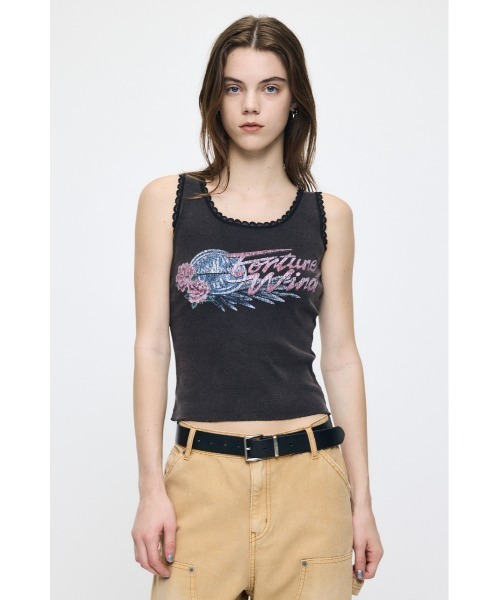MOUSSY(マウジー)の「LACE TRIM タンクトップ(タンクトップ・レディース・ライトブラック/ライトピンク/ブラウン・FREE)」の5枚目の写真
