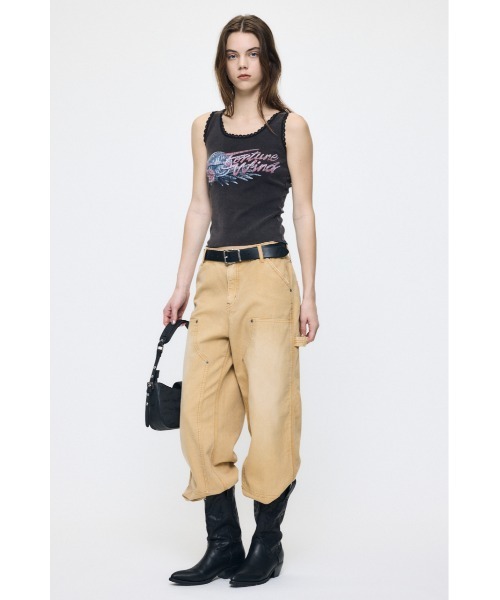 MOUSSY(マウジー)の「LACE TRIM タンクトップ(タンクトップ・レディース・ライトブラック/ライトピンク/ブラウン・FREE)」の6枚目の写真