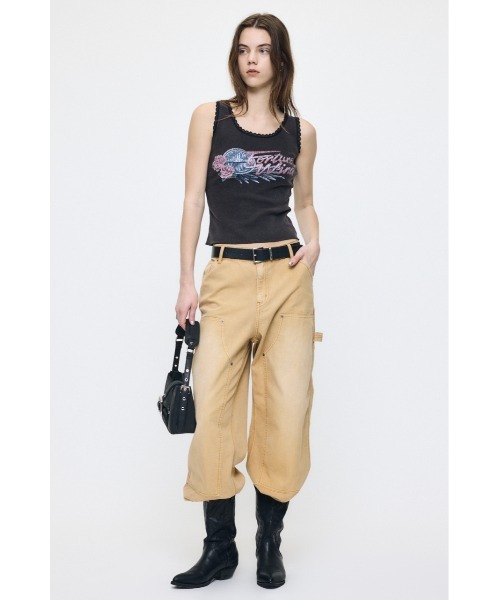 MOUSSY(マウジー)の「LACE TRIM タンクトップ(タンクトップ・レディース・ライトブラック/ライトピンク/ブラウン・FREE)」の7枚目の写真