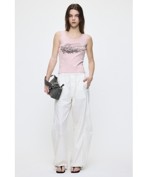 MOUSSY(マウジー)の「LACE TRIM タンクトップ(タンクトップ・レディース・ライトブラック/ライトピンク/ブラウン・FREE)」の12枚目の写真