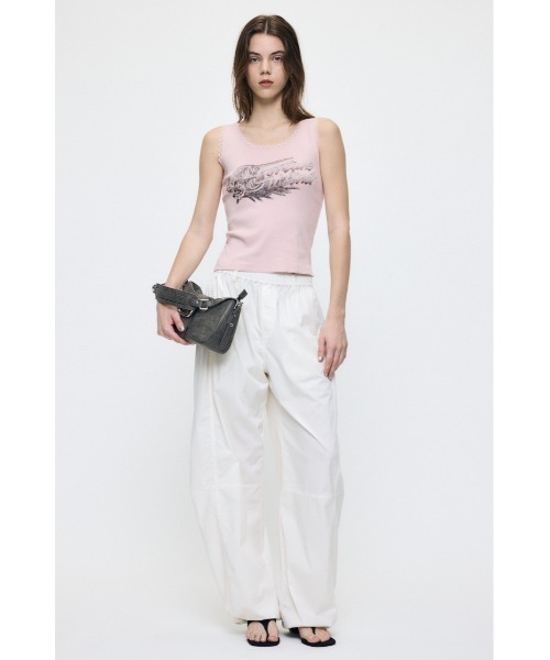 MOUSSY(マウジー)の「LACE TRIM タンクトップ(タンクトップ・レディース・ライトブラック/ライトピンク/ブラウン・FREE)」の13枚目の写真