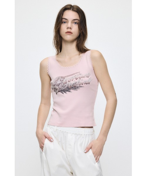 MOUSSY(マウジー)の「LACE TRIM タンクトップ(タンクトップ・レディース・ライトブラック/ライトピンク/ブラウン・FREE)」の15枚目の写真