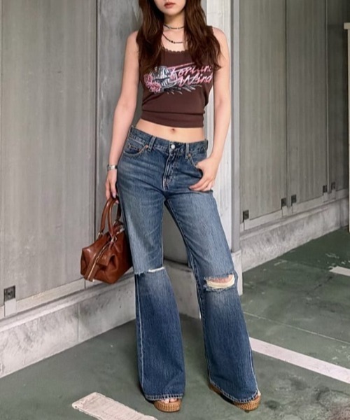 MOUSSY(マウジー)の「LACE TRIM タンクトップ(タンクトップ・レディース・ライトブラック/ライトピンク/ブラウン・FREE)」の18枚目の写真