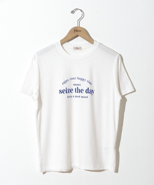 flower(フラワー)の「ベーシックレタリングティーズ(Tシャツ/カットソー・レディース・アイボリー/ホワイト・FREE)」の1枚目の写真
