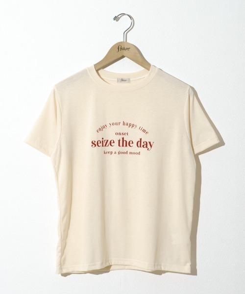 flower(フラワー)の「ベーシックレタリングティーズ(Tシャツ/カットソー・レディース・アイボリー/ホワイト・FREE)」の2枚目の写真