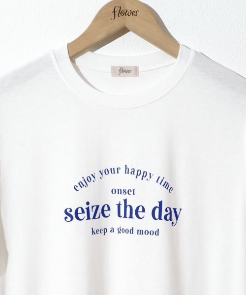 flower(フラワー)の「ベーシックレタリングティーズ(Tシャツ/カットソー・レディース・アイボリー/ホワイト・FREE)」の3枚目の写真