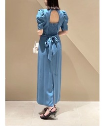 オープンバックパフスリーブワンピース/接触冷感