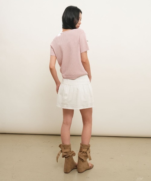 GENERAL IDEA(ジェネラルアイデア)の「【GENERAL IDEA】レースシャーリングミニスカート / LACE SHIRRING MINI SKIRT(スカート・レディース・ブラック/ホワイト・M/L/S)」の7枚目の写真