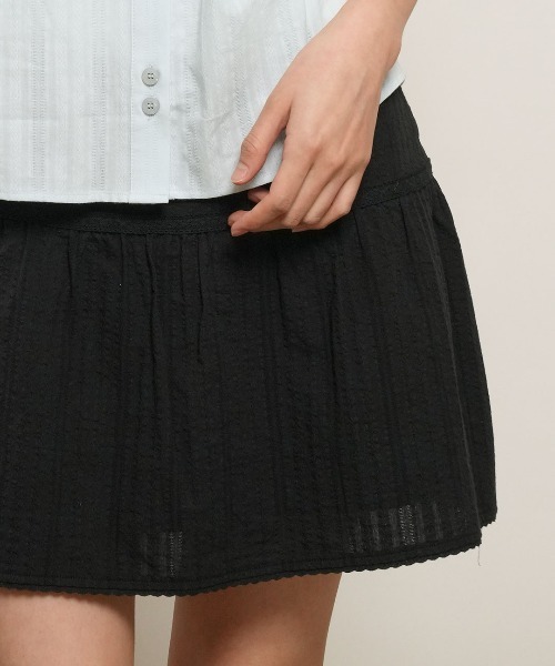 GENERAL IDEA(ジェネラルアイデア)の「【GENERAL IDEA】レースシャーリングミニスカート / LACE SHIRRING MINI SKIRT(スカート・レディース・ブラック/ホワイト・M/L/S)」の12枚目の写真
