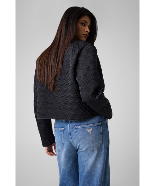 Guess(ゲス)の「EDITH Logo Quilted Jacket ジャケット(ノーカラージャケット・レディース・ブラック/ホワイト・LARGE/MEDIUM/SMALL/X-SMALL)」の4枚目の写真