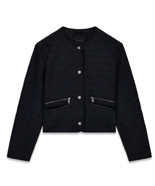 Guess(ゲス)の「EDITH Logo Quilted Jacket ジャケット(ノーカラージャケット・レディース・ブラック/ホワイト・LARGE/MEDIUM/SMALL/X-SMALL)」の7枚目の写真