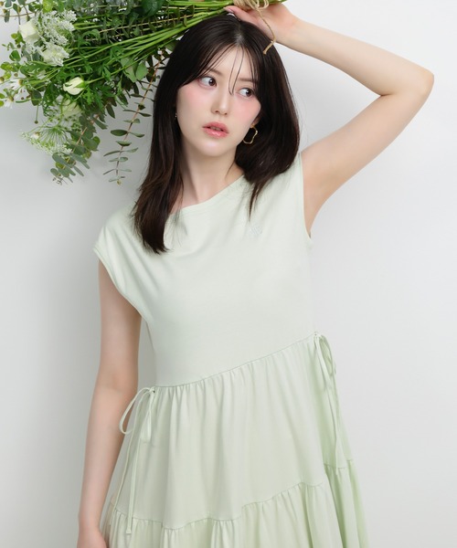 JILL by JILL STUART(ジルバイジルスチュアート)の「カットソーティアードワンピース(ワンピース・レディース・ミント/ブラック/ホワイト/ピンク・FREE)」の6枚目の写真