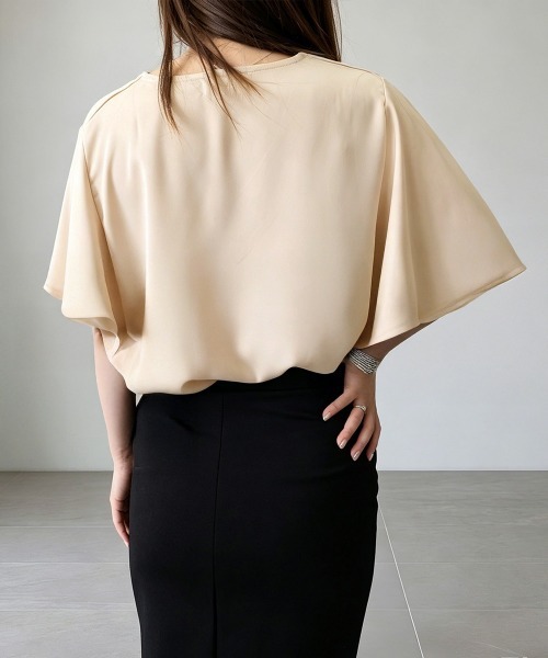 Miniministore(ミニミニストア)の「Vネックシフォンブラウス フレアスリーブ(シャツ/ブラウス・レディース・ベージュ/ホワイト・L/M)」の21枚目の写真