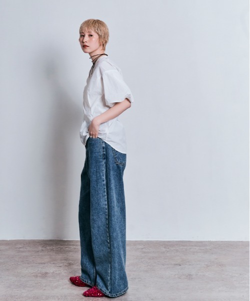 W:Huku（フーク）の「撥水 パフスリーブ シャーリング ラッシュガード（シャツ/ブラウス・レディース・チャコール/オフホワイト/ブラック・L/M）」の19枚目の写真