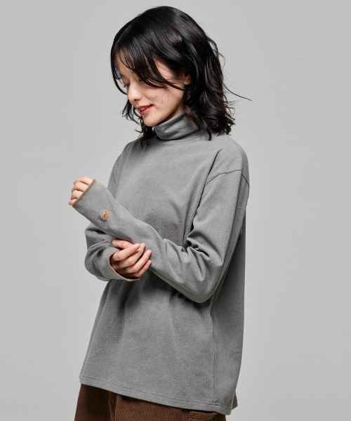 KRIFF MAYER Lady's Collection（クリフメイヤーレディースコレクション）の「もちのび -TOUGH & WARM-ハイネックロンT（Tシャツ/カットソー・レディース・ナチュラル/グレー/ブルー/キャメル/カラフル/チャコール・LARGE/MEDIUM）」の2枚目の写真