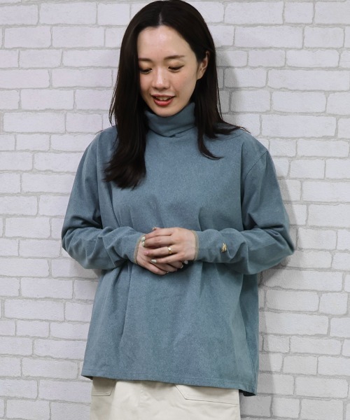 KRIFF MAYER Lady's Collection（クリフメイヤーレディースコレクション）の「もちのび -TOUGH & WARM-ハイネックロンT（Tシャツ/カットソー・レディース・ナチュラル/グレー/ブルー/キャメル/カラフル/チャコール・LARGE/MEDIUM）」の5枚目の写真