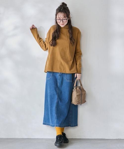 KRIFF MAYER Lady's Collection（クリフメイヤーレディースコレクション）の「もちのび -TOUGH & WARM-ハイネックロンT（Tシャツ/カットソー・レディース・ナチュラル/グレー/ブルー/キャメル/カラフル/チャコール・LARGE/MEDIUM）」の16枚目の写真