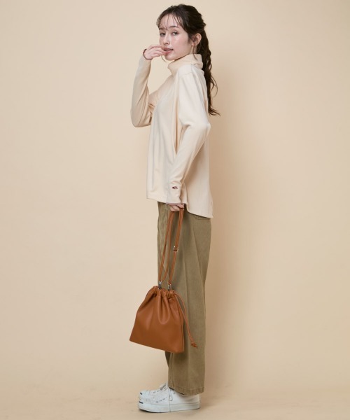 KRIFF MAYER Lady's Collection（クリフメイヤーレディースコレクション）の「もちのび -TOUGH & WARM-ハイネックロンT（Tシャツ/カットソー・レディース・ナチュラル/グレー/ブルー/キャメル/カラフル/チャコール・LARGE/MEDIUM）」の12枚目の写真