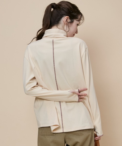 KRIFF MAYER Lady's Collection（クリフメイヤーレディースコレクション）の「もちのび -TOUGH & WARM-ハイネックロンT（Tシャツ/カットソー・レディース・ナチュラル/グレー/ブルー/キャメル/カラフル/チャコール・LARGE/MEDIUM）」の13枚目の写真