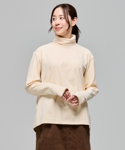KRIFF MAYER Lady's Collection（クリフメイヤーレディースコレクション）の「もちのび -TOUGH & WARM-ハイネックロンT（Tシャツ/カットソー・レディース・ナチュラル/グレー/ブルー/キャメル/カラフル/チャコール・LARGE/MEDIUM）」の14枚目の写真
