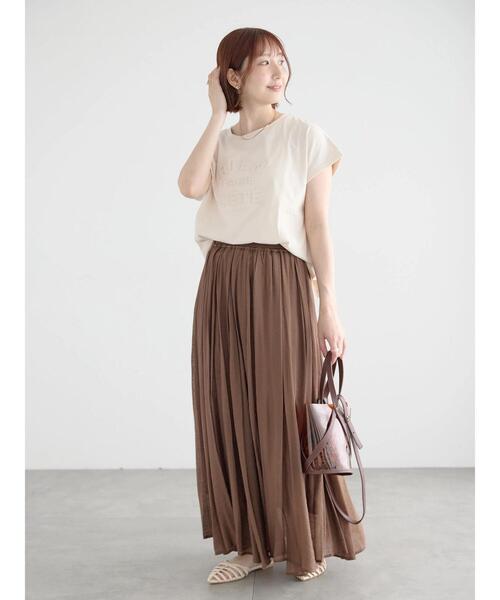 Te chichi(テチチ)の「【接触冷感】エンボスロゴフレンチスリーブTシャツ(Tシャツ/カットソー・レディース・レッド/ベージュ/チャコールグレー/オフホワイト・F)」の10枚目の写真