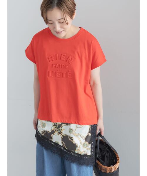 Te chichi(テチチ)の「【接触冷感】エンボスロゴフレンチスリーブTシャツ(Tシャツ/カットソー・レディース・レッド/ベージュ/チャコールグレー/オフホワイト・F)」の16枚目の写真