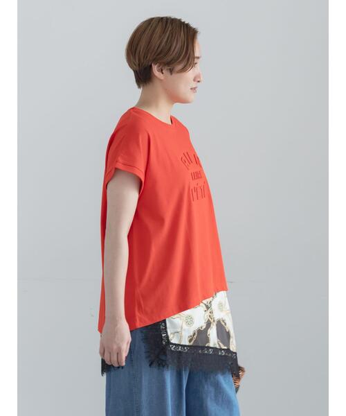 Te chichi(テチチ)の「【接触冷感】エンボスロゴフレンチスリーブTシャツ(Tシャツ/カットソー・レディース・レッド/ベージュ/チャコールグレー/オフホワイト・F)」の18枚目の写真