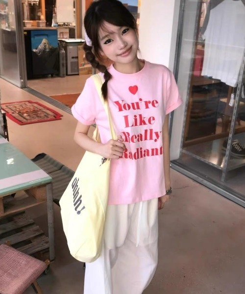 ViViDAY(ビビデー)の「ハート&英字プリント tシャツ(Tシャツ/カットソー・レディース・ピンク・M)」の13枚目の写真