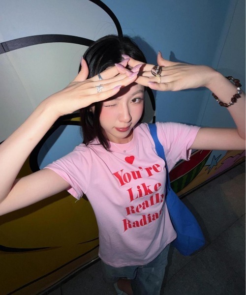 ViViDAY(ビビデー)の「ハート&英字プリント tシャツ(Tシャツ/カットソー・レディース・ピンク・M)」の15枚目の写真