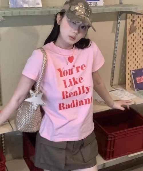 ViViDAY(ビビデー)の「ハート&英字プリント tシャツ(Tシャツ/カットソー・レディース・ピンク・M)」の9枚目の写真