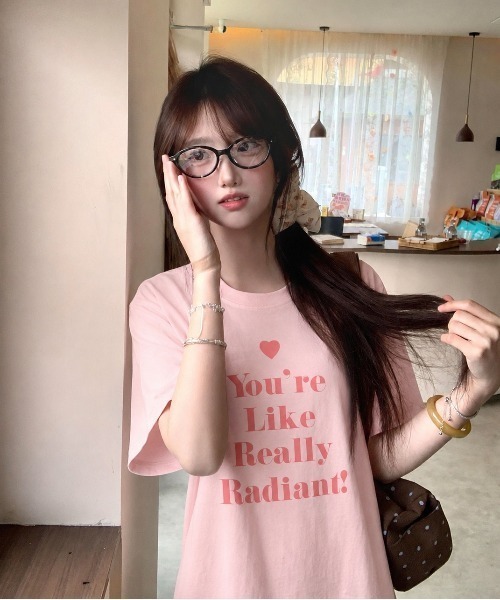 ViViDAY(ビビデー)の「ハート&英字プリント tシャツ(Tシャツ/カットソー・レディース・ピンク・M)」の7枚目の写真
