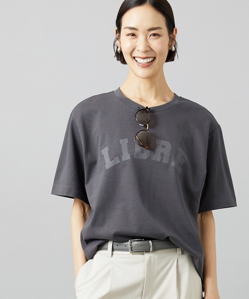 MICHEL KLEIN(ミッシェル・クラン)の「ボクシ―ロゴTシャツ(Tシャツ/カットソー・レディース・チャコールグレー/ホワイト/ライトグレー・38)」の2枚目の写真