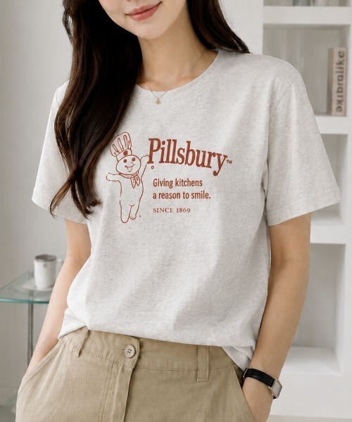 sowme.(ソウミー)の「古着風に着映える◎【キャラクターロゴ プリント ベーシック Tシャツ】(Tシャツ/カットソー・レディース・オートミール/ダークネイビー・SMALL/MEDIUM/LARGE)」の1枚目の写真