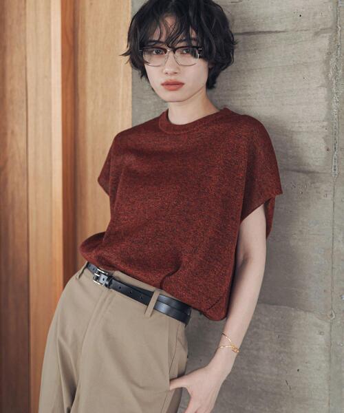 URBAN RESEARCH DOORS（アーバンリサーチドアーズ）の「『洗濯可/UVカット』『UR TECH』Aircareフレンチニットプルオーバー | ライトニット/サマーニット/フレンチスリーブ/大人カジュアル（その他トップス・レディース・ブラウン/レッド/ブラック・FREE）」の3枚目の写真