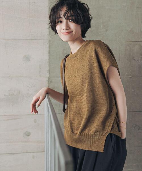 URBAN RESEARCH DOORS（アーバンリサーチドアーズ）の「『洗濯可/UVカット』『UR TECH』Aircareフレンチニットプルオーバー | ライトニット/サマーニット/フレンチスリーブ/大人カジュアル（その他トップス・レディース・ブラウン/レッド/ブラック・FREE）」の11枚目の写真