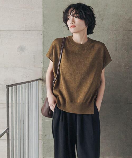 URBAN RESEARCH DOORS（アーバンリサーチドアーズ）の「『洗濯可/UVカット』『UR TECH』Aircareフレンチニットプルオーバー | ライトニット/サマーニット/フレンチスリーブ/大人カジュアル（その他トップス・レディース・ブラウン/レッド/ブラック・FREE）」の12枚目の写真