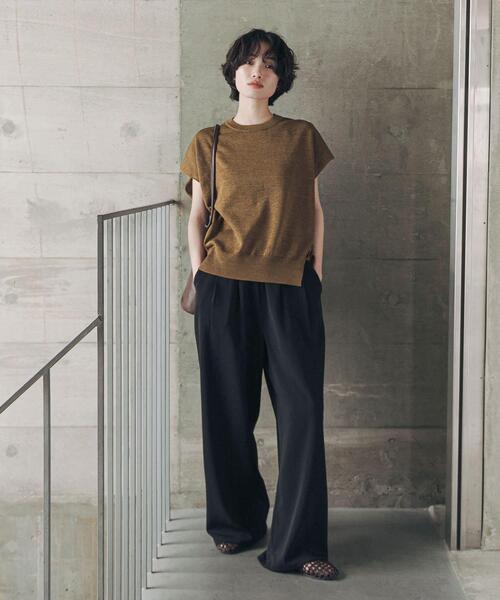 URBAN RESEARCH DOORS（アーバンリサーチドアーズ）の「『洗濯可/UVカット』『UR TECH』Aircareフレンチニットプルオーバー | ライトニット/サマーニット/フレンチスリーブ/大人カジュアル（その他トップス・レディース・ブラウン/レッド/ブラック・FREE）」の13枚目の写真