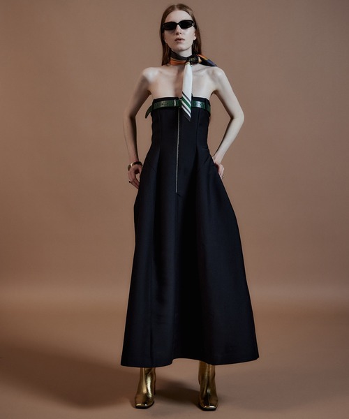 MAISON SPECIAL(メゾンスペシャル)の「Tulip Silhouette Camisole Dress/チューリップシルエットキャミワンピース(ワンピース・レディース・グレー/ブラック・36/38)」の3枚目の写真