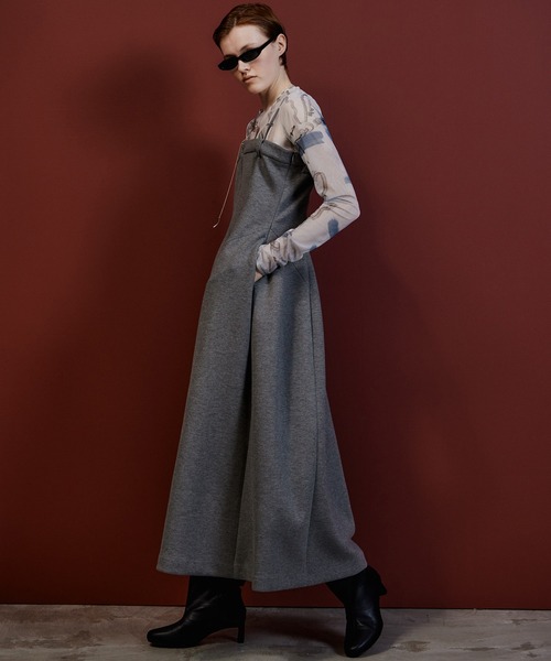 MAISON SPECIAL(メゾンスペシャル)の「Tulip Silhouette Camisole Dress/チューリップシルエットキャミワンピース(ワンピース・レディース・グレー/ブラック・36/38)」の9枚目の写真