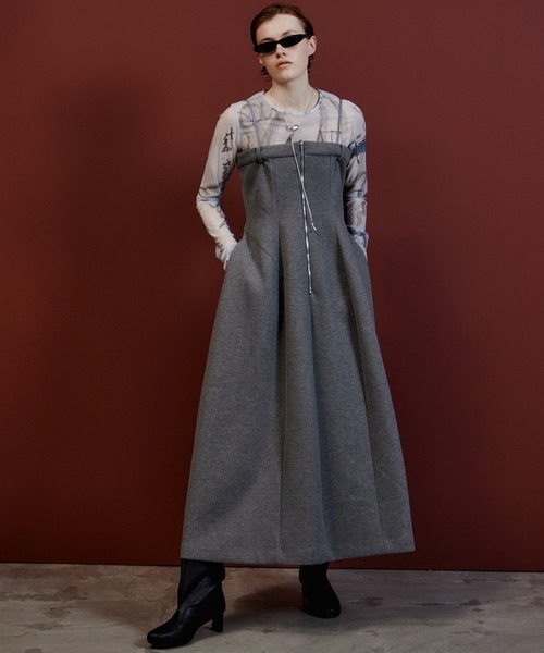 MAISON SPECIAL(メゾンスペシャル)の「Tulip Silhouette Camisole Dress/チューリップシルエットキャミワンピース(ワンピース・レディース・グレー/ブラック・36/38)」の10枚目の写真