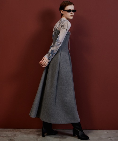 MAISON SPECIAL(メゾンスペシャル)の「Tulip Silhouette Camisole Dress/チューリップシルエットキャミワンピース(ワンピース・レディース・グレー/ブラック・36/38)」の11枚目の写真