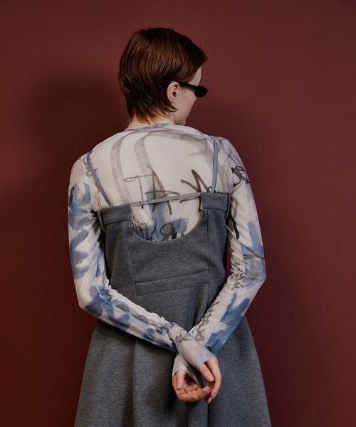 MAISON SPECIAL(メゾンスペシャル)の「Tulip Silhouette Camisole Dress/チューリップシルエットキャミワンピース(ワンピース・レディース・グレー/ブラック・36/38)」の12枚目の写真