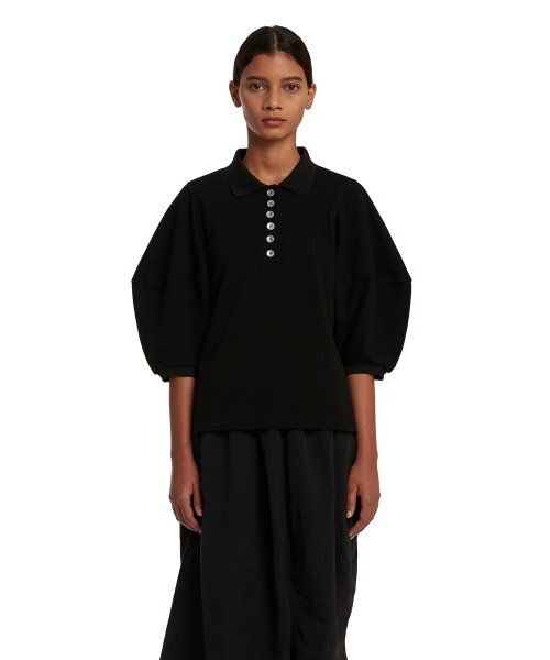 Ballooned Sleeves PK Shirt — чёрная