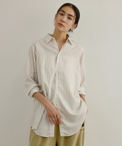 AMERICANA（アメリカーナ）の「【Americana（アメリカーナ） for SALON】ストライプシャツ（シャツ/ブラウス・レディース・ベージュ系その他2/ブルー系その他4・FREE）」の3枚目の写真