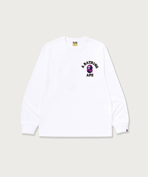 A BATHING APE(アベイシングエイプ)の「COLOR CAMO COLLEGE ATS LS TEE(Tシャツ/カットソー・メンズ・ホワイト×レッド/ホワイト×ネイビー/ホワイト×パープル/ブラック×パープル/ブラック×レッド/ブラック×ブルー/ホワイト系その他3/ブラック系その他6・X-LARGE/LARGE/MEDIUM/SMALL/XX-LARGE)」の4枚目の写真