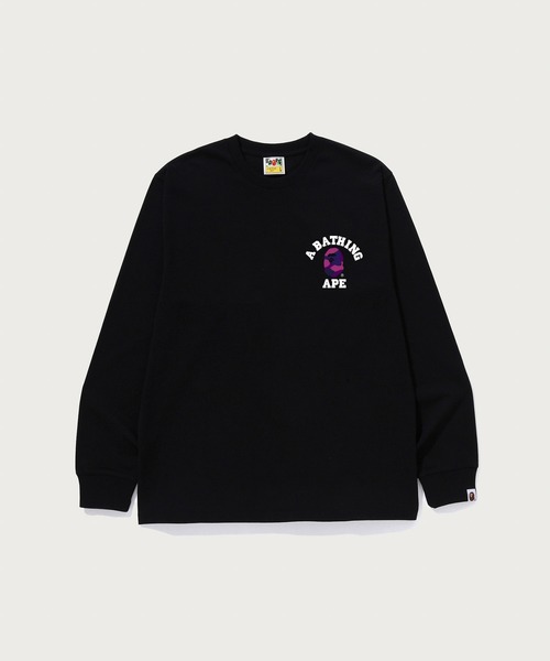 A BATHING APE(アベイシングエイプ)の「COLOR CAMO COLLEGE ATS LS TEE(Tシャツ/カットソー・メンズ・ホワイト×レッド/ホワイト×ネイビー/ホワイト×パープル/ブラック×パープル/ブラック×レッド/ブラック×ブルー/ホワイト系その他3/ブラック系その他6・X-LARGE/LARGE/MEDIUM/SMALL/XX-LARGE)」の1枚目の写真