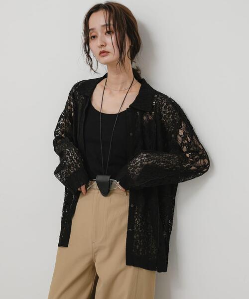 SENSE OF PLACE by URBAN RESEARCH(センスオブプレイスバイアーバンリサーチ)の「パッチワークレースシャツ(シャツ/ブラウス・レディース・ブラック/オフホワイト/ベージュ・ONE)」の19枚目の写真